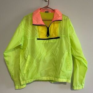 OP Neon Yellow and Pink Performance Jacket Ocean Pacific Windbreaker 1980s 1990s